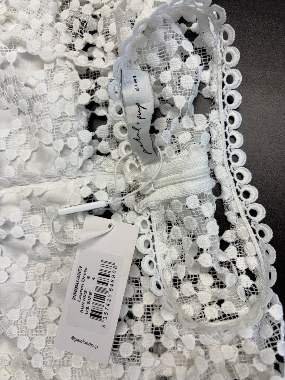 Petal & Pup White Lace Midi Dress with Floral cutouts - Picture 4 of 4